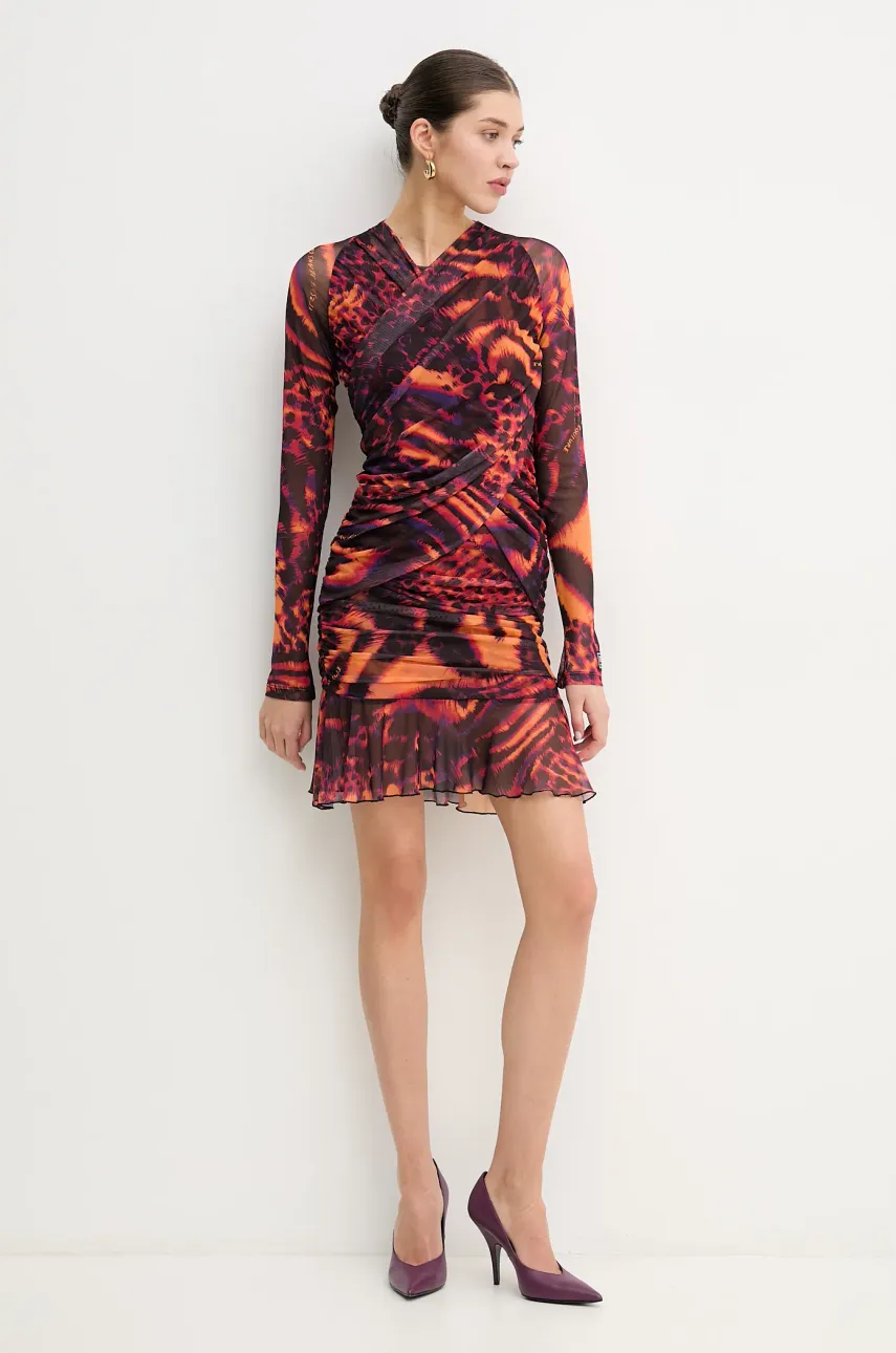Платье Versace Jeans Couture цвет оранжевый mini облегающее 78HAO971 JS467 Платье Versace Jeans Couture цвет оранжевый mini облегающее 78HAO971 JS467