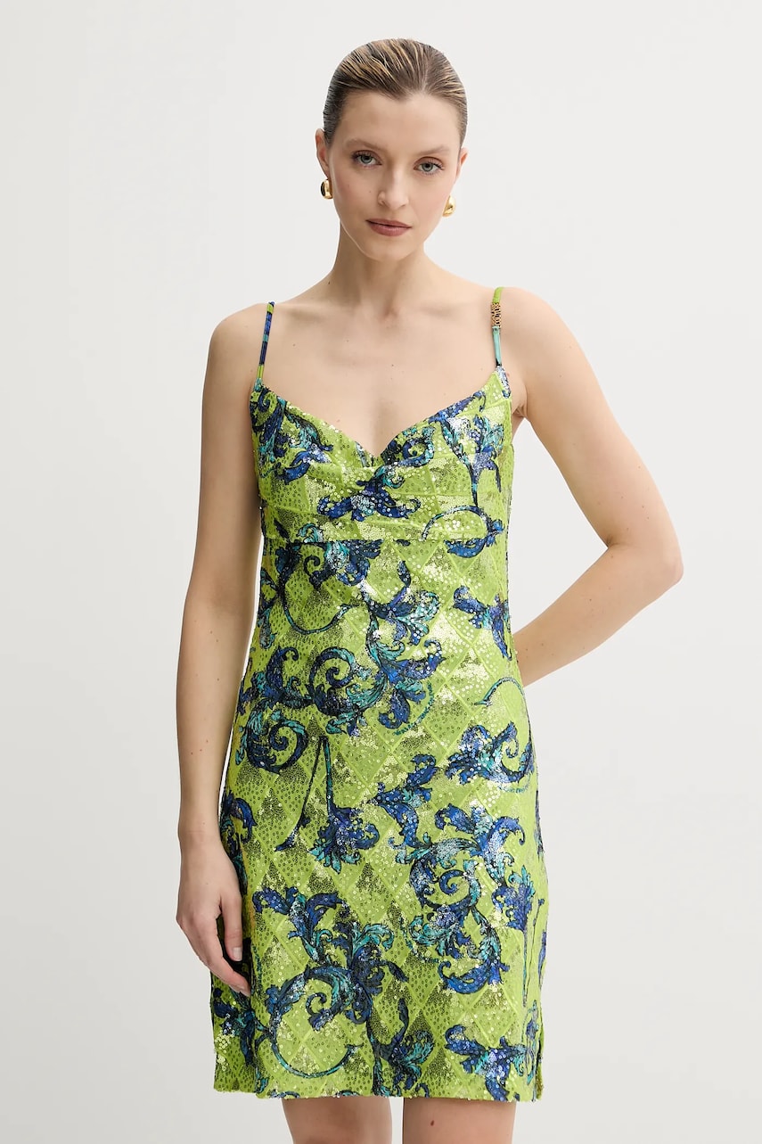 Сукня Versace Jeans Couture колір зелений mini пряма 78HAO9B6 JS443