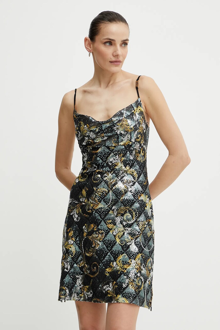 Levně Šaty Versace Jeans Couture černá barva, mini, 78HAO9B6 JS443