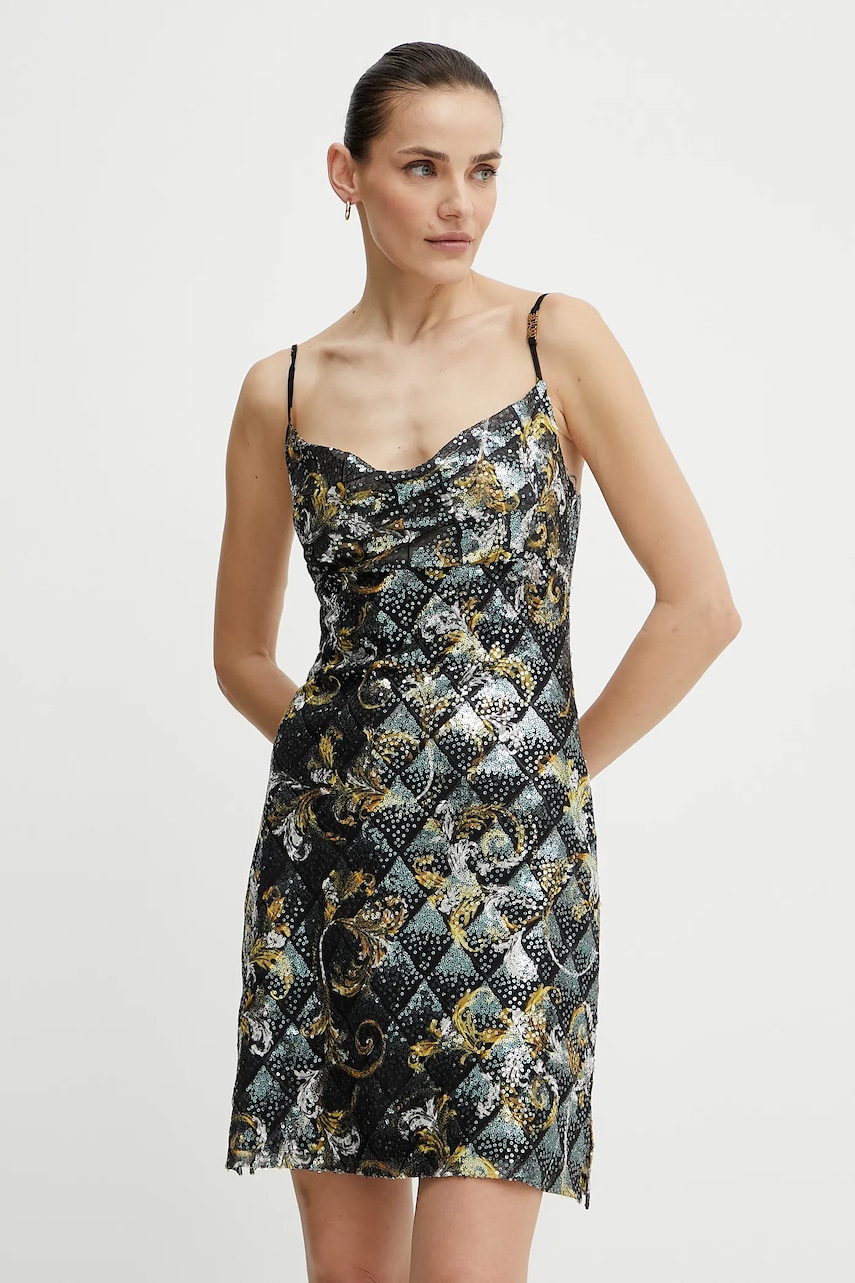 Versace Jeans Couture rochie culoarea negru, mini, dreaptă, 78HAO9B6 JS443