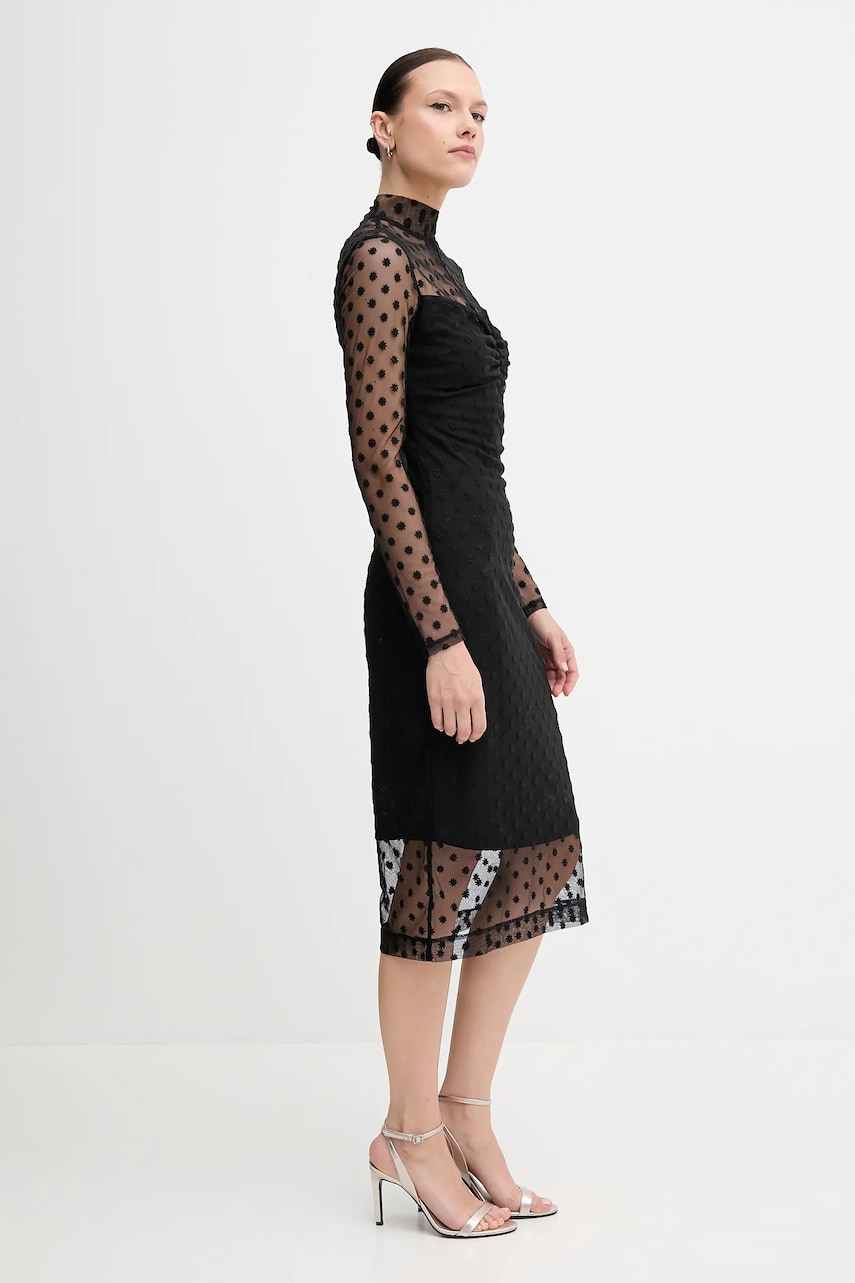 Сукня Sisley колір чорний midi облягаюча 4S3DLV071