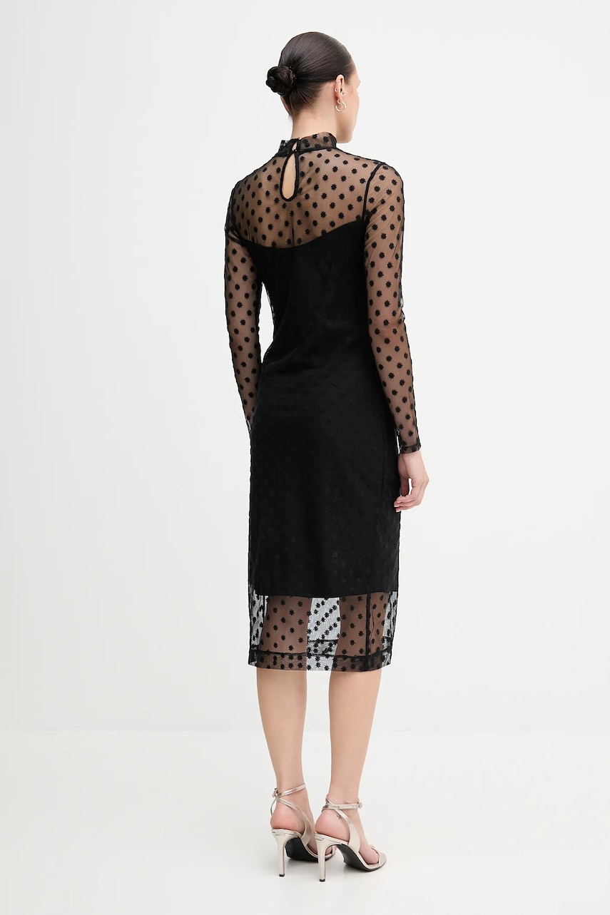 Сукня Sisley колір чорний midi облягаюча 4S3DLV071
