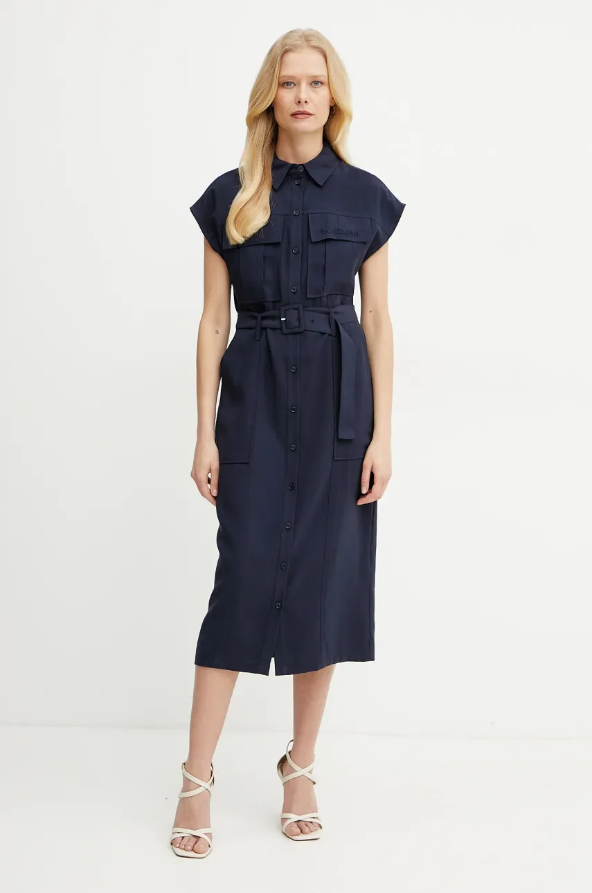 Платье Patrizia Pepe цвет синий midi прямое 2A2870 A573 Платье Patrizia Pepe цвет синий midi прямое 2A2870 A573