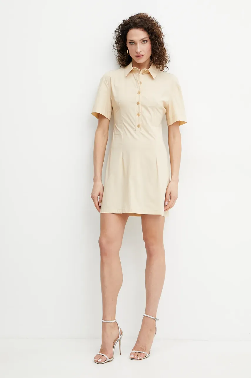 Платье Patrizia Pepe цвет бежевый mini расклешённое 2A2899 A570 Платье Patrizia Pepe цвет бежевый mini расклешённое 2A2899 A570