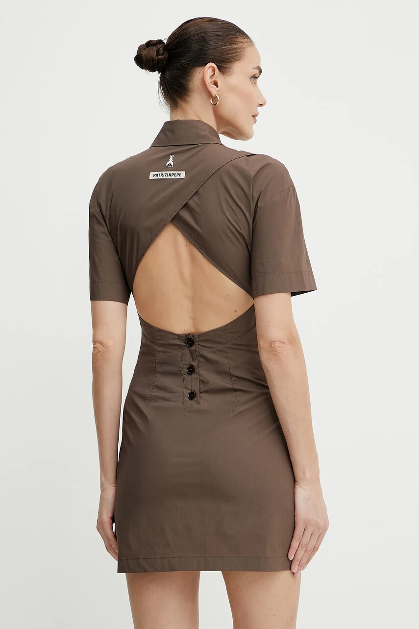 Сукня Patrizia Pepe колір коричневий mini розкльошена 2A2899 A570