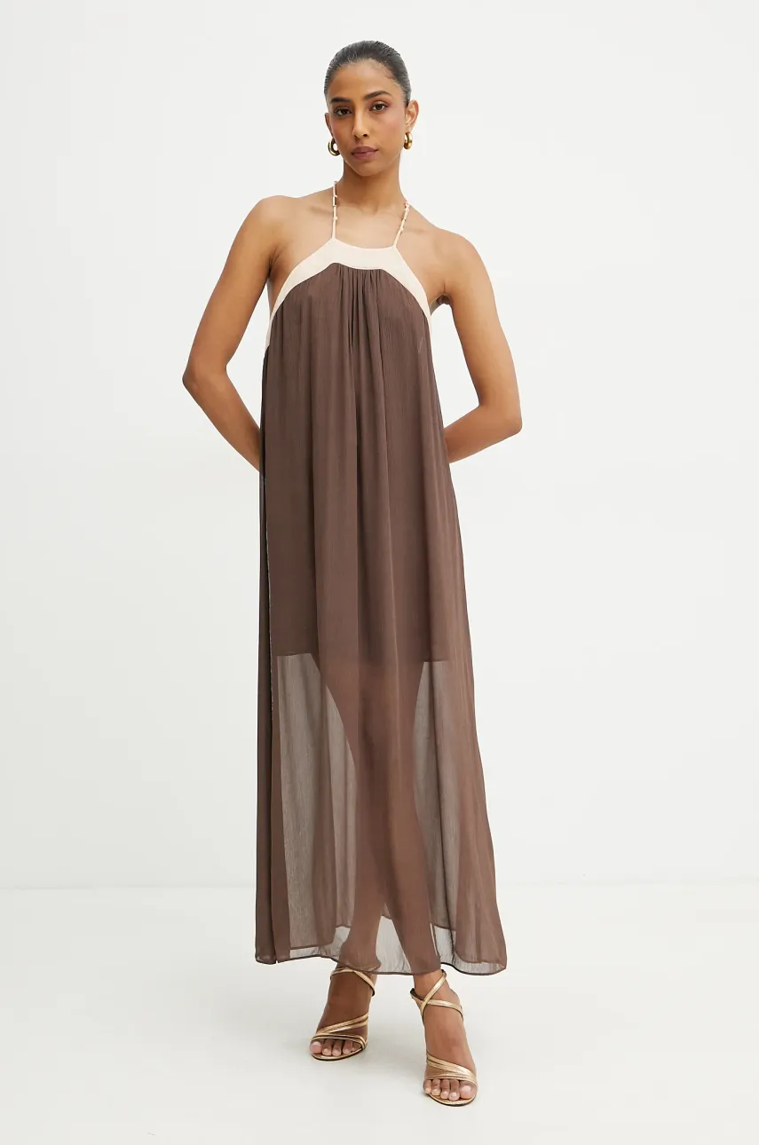 Платье Patrizia Pepe цвет коричневый maxi прямое 2A2922 A585 Платье Patrizia Pepe цвет коричневый maxi прямое 2A2922 A585