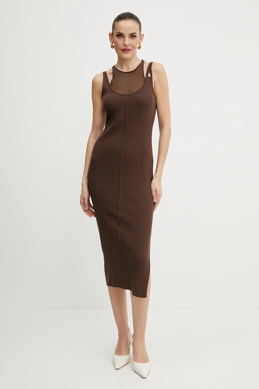 Levně Šaty Patrizia Pepe hnědá barva, midi, přiléhavé, 2A2873 K258