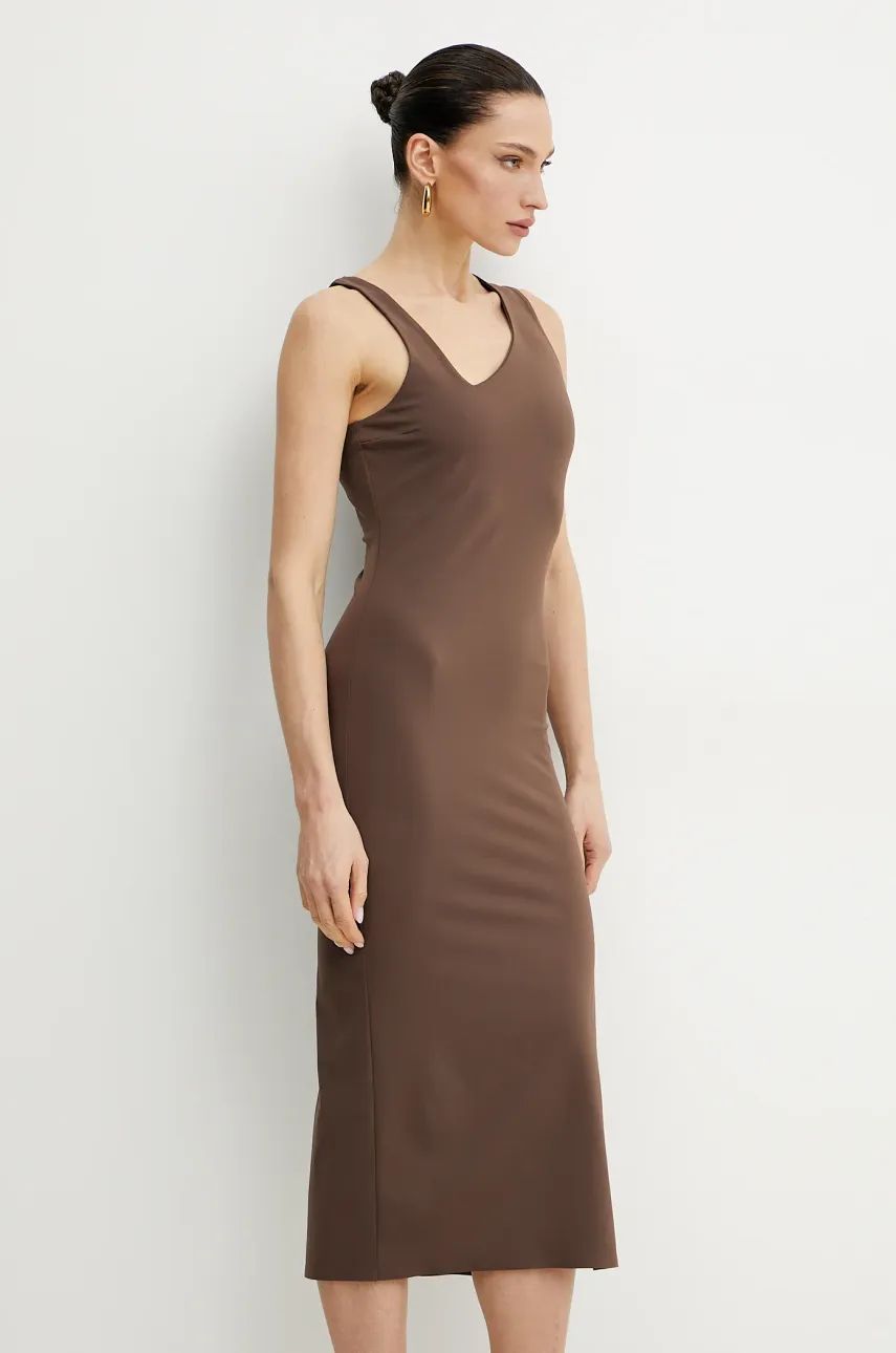 Платье Patrizia Pepe цвет коричневый midi облегающее 2A2912 J129 Платье Patrizia Pepe цвет коричневый midi облегающее 2A2912 J129
