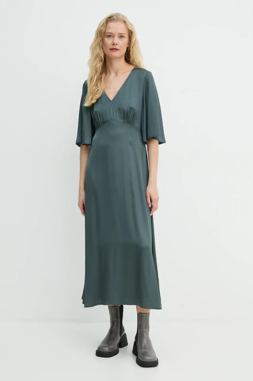Marc O'Polo rochie culoarea verde, midi, dreaptă, 410109721541 Marc O'Polo rochie culoarea verde, midi, dreaptă, 410109721541