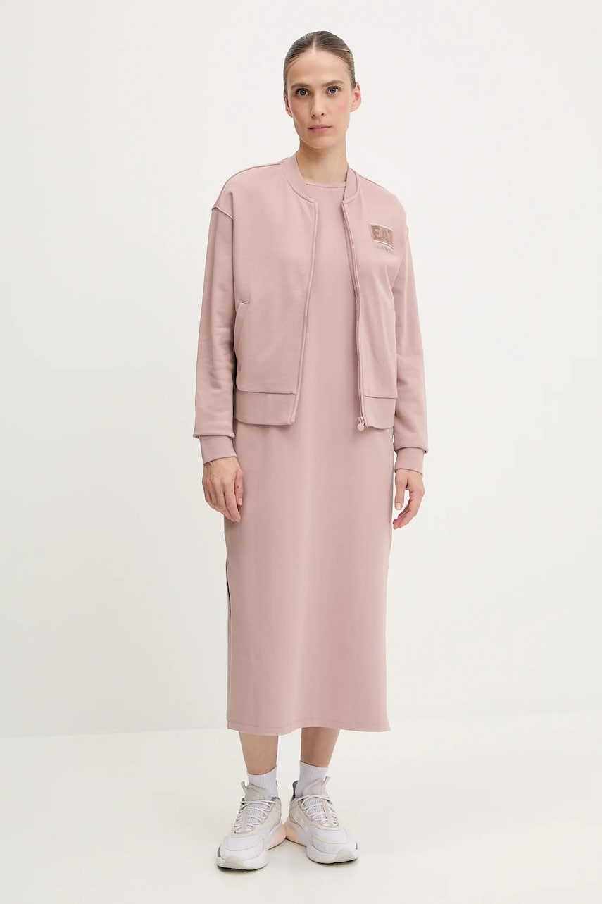 Сукня EA7 Emporio Armani колір коричневий midi пряма AF12484.7W000180