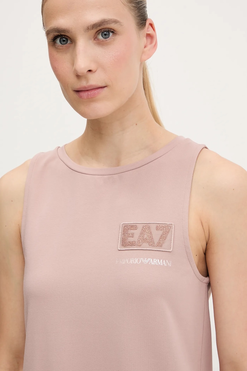 Сукня EA7 Emporio Armani колір коричневий midi пряма AF12484.7W000180