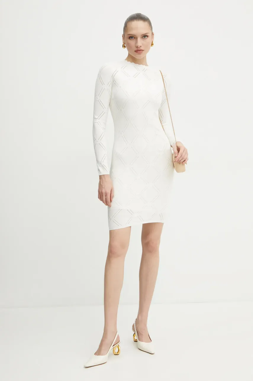 Платье с примесью шелка Marciano Guess ANNA цвет бежевый mini облегающее 5RGK06 5857Z Платье с примесью шелка Marciano Guess ANNA цвет бежевый mini облегающее 5RGK06 5857Z