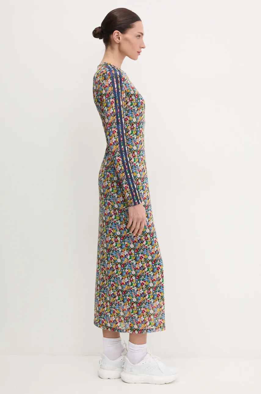 Платье adidas Originals Liberty цвет синий maxi облегающее JC7773 Платье adidas Originals Liberty цвет синий maxi облегающее JC7773
