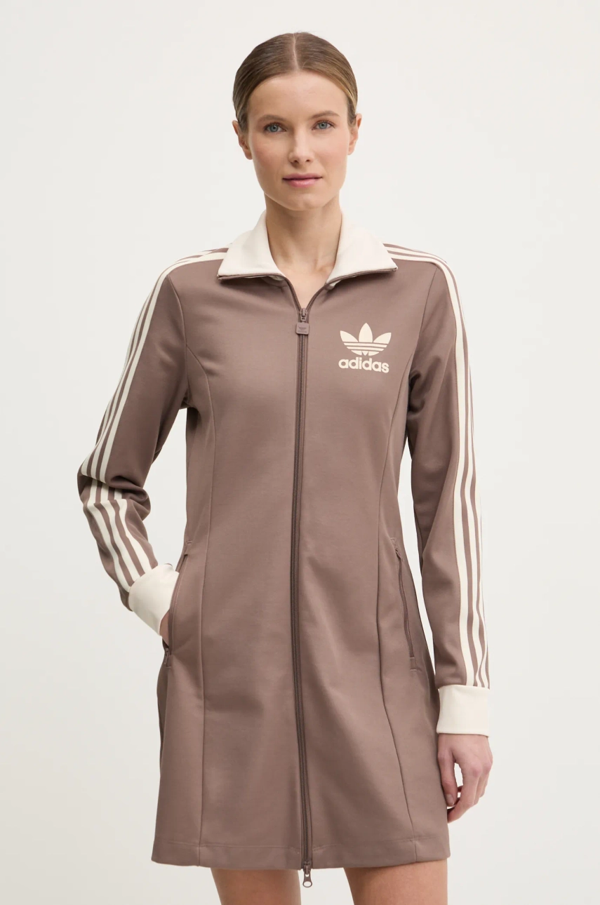 adidas Originals rochie 3S TRACK DRESS culoarea maro, mini, drept, JC5779