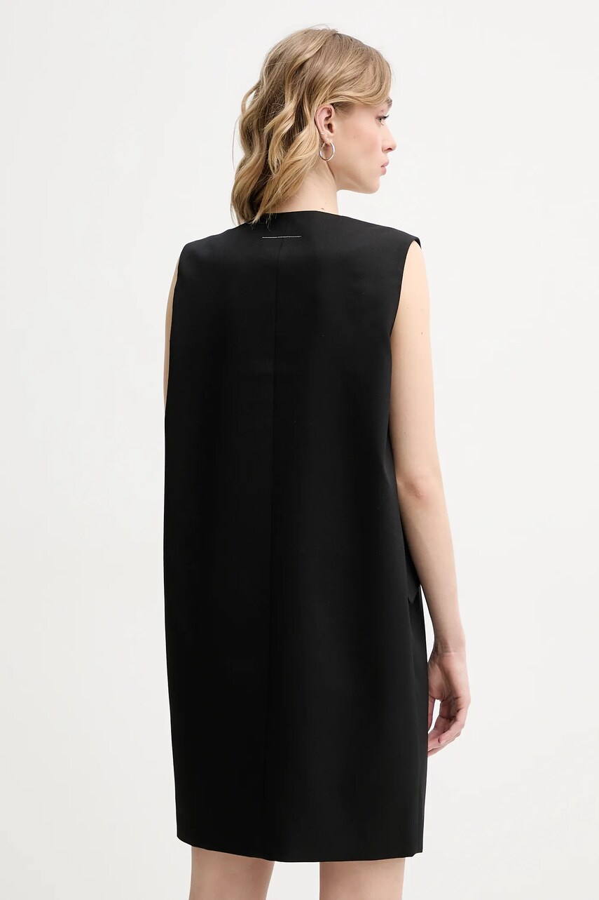 Сукня з домішкою вовни MM6 Maison Margiela колір чорний mini oversize S52DA0046.M35153