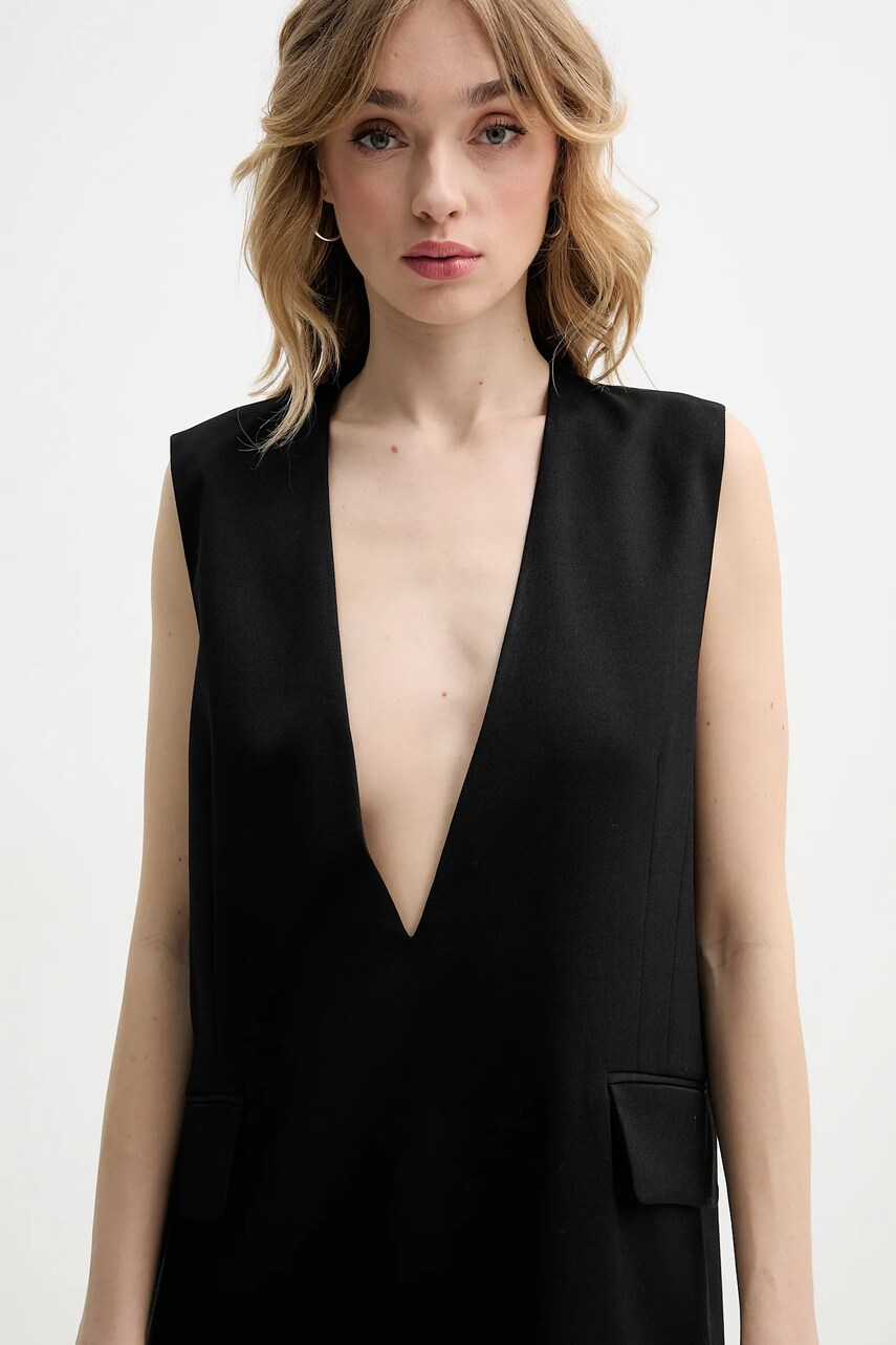 Сукня з домішкою вовни MM6 Maison Margiela колір чорний mini oversize S52DA0046.M35153