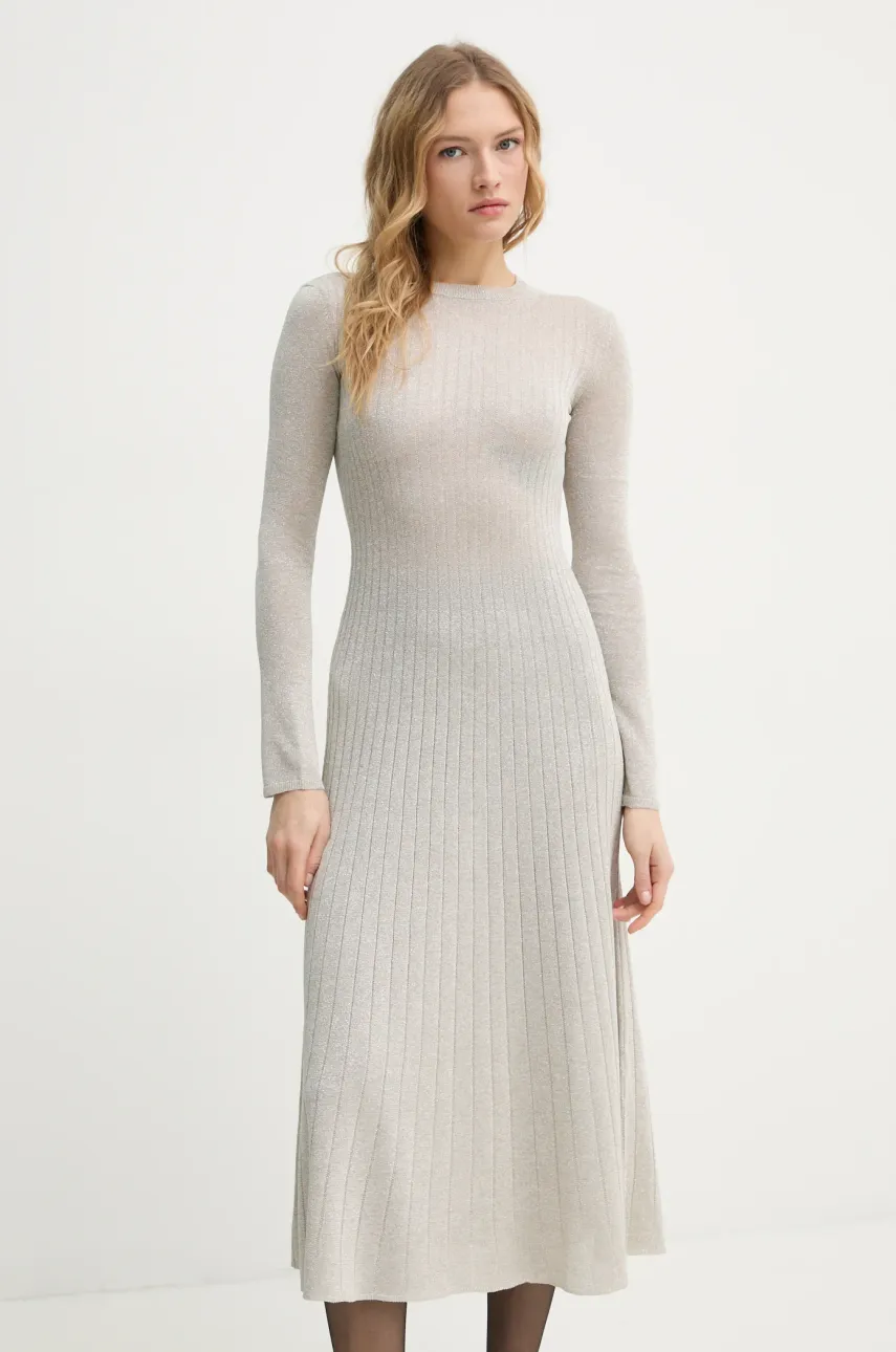 AERON rochie PAVLOVA culoarea bej, maxi, evazată, DR561562