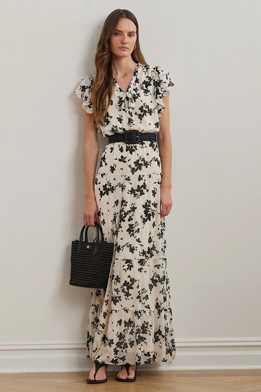 Levně Šaty Lauren Ralph Lauren černá barva, maxi, 200963677