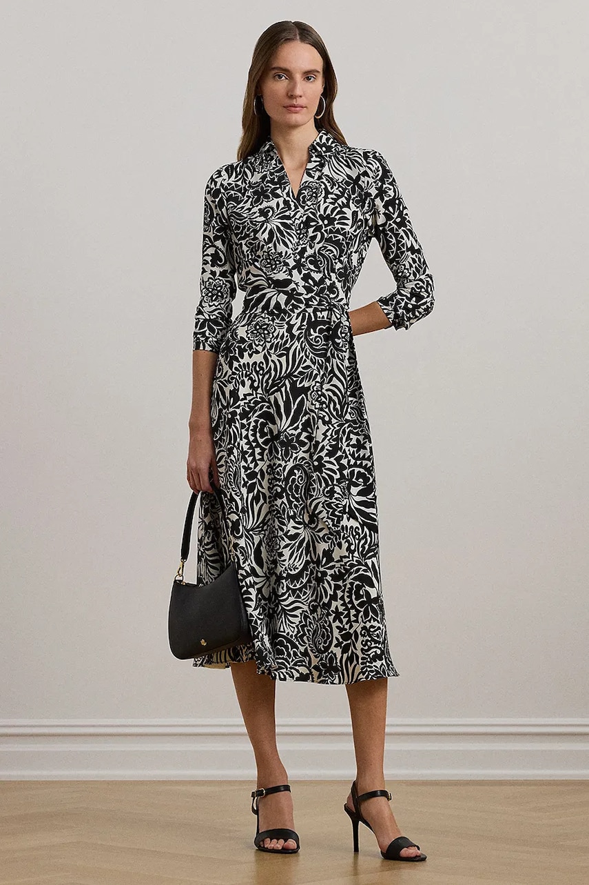 Levně Šaty Lauren Ralph Lauren černá barva, midi, 250963466