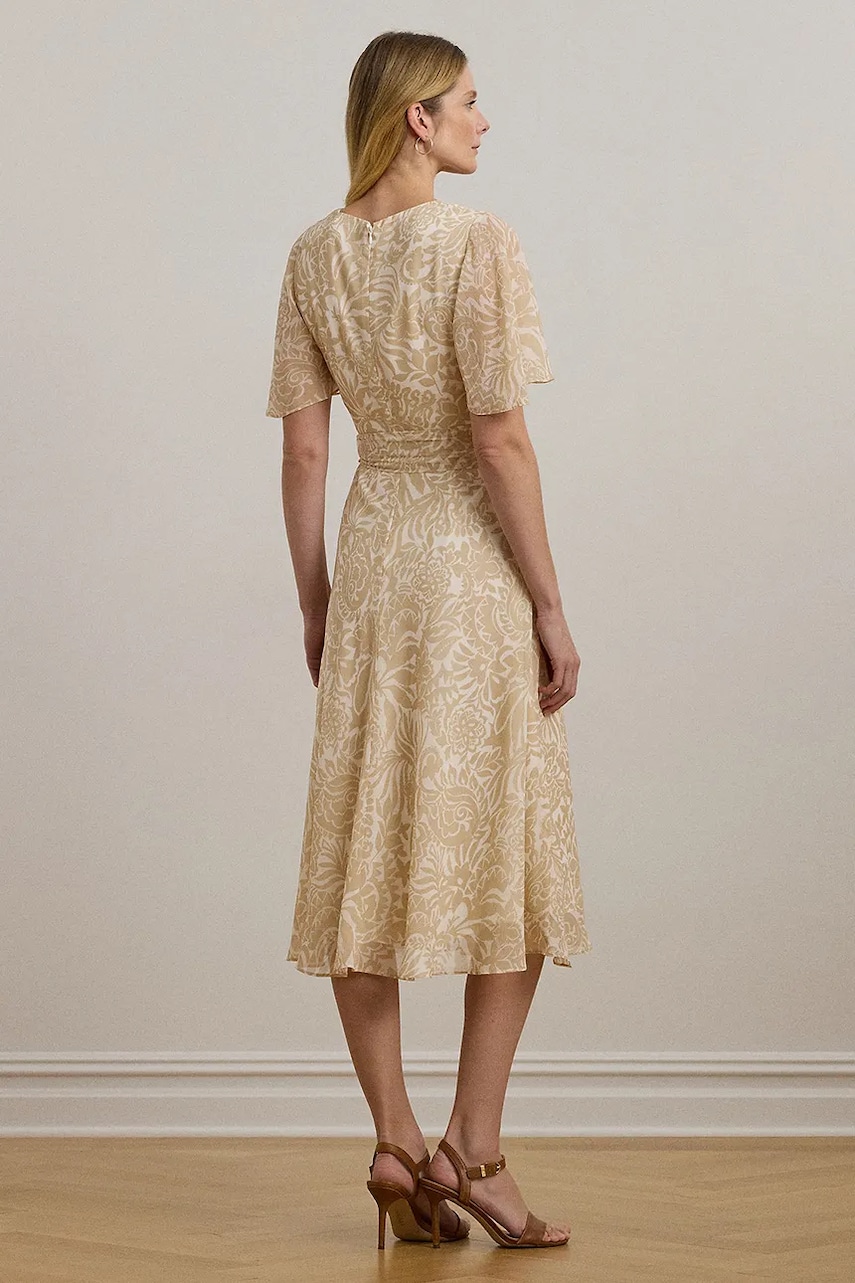 Платье Lauren Ralph Lauren цвет бежевый midi расклешённое 250963474 Платье Lauren Ralph Lauren цвет бежевый midi расклешённое 250963474