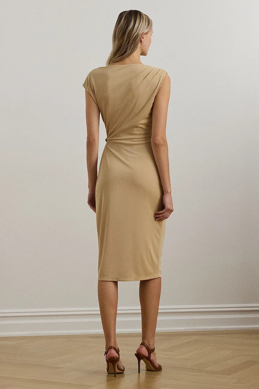 Платье Lauren Ralph Lauren цвет бежевый midi облегающее 250964076 Платье Lauren Ralph Lauren цвет бежевый midi облегающее 250964076