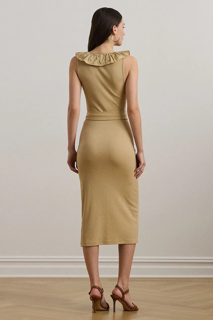 Платье Lauren Ralph Lauren цвет бежевый midi облегающее 250964085 Платье Lauren Ralph Lauren цвет бежевый midi облегающее 250964085