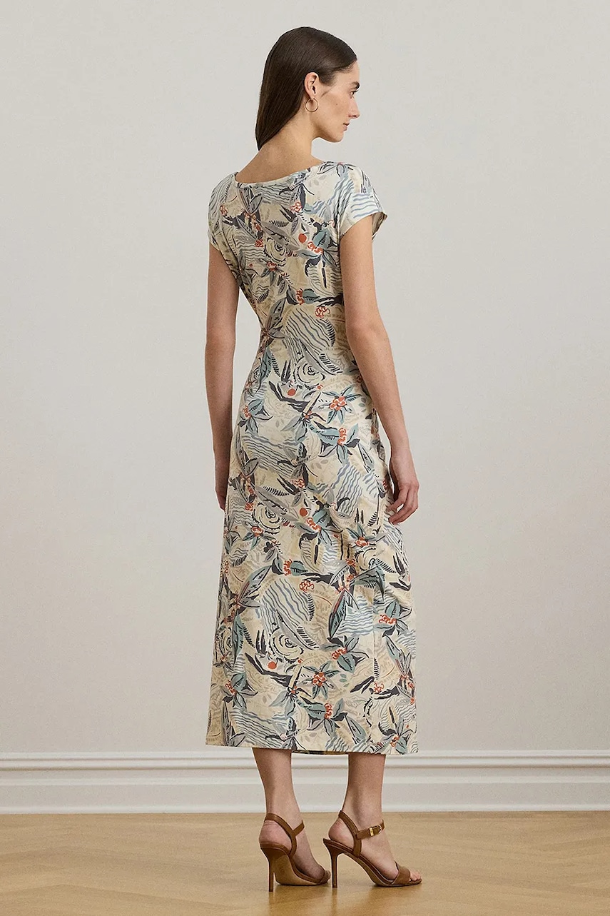 Сукня Lauren Ralph Lauren колір бежевий midi облягаюча 250964087