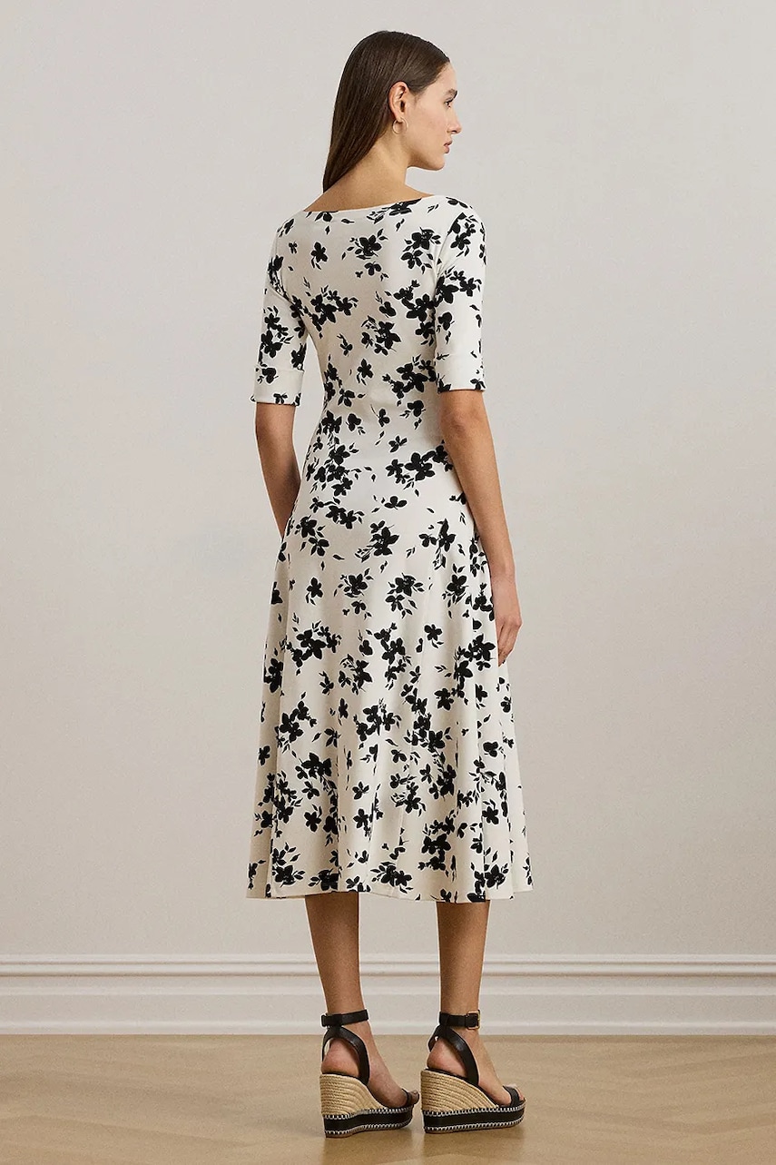 Хлопковое платье Lauren Ralph Lauren цвет чёрный midi расклешённое 250964093 Хлопковое платье Lauren Ralph Lauren цвет чёрный midi расклешённое 250964093