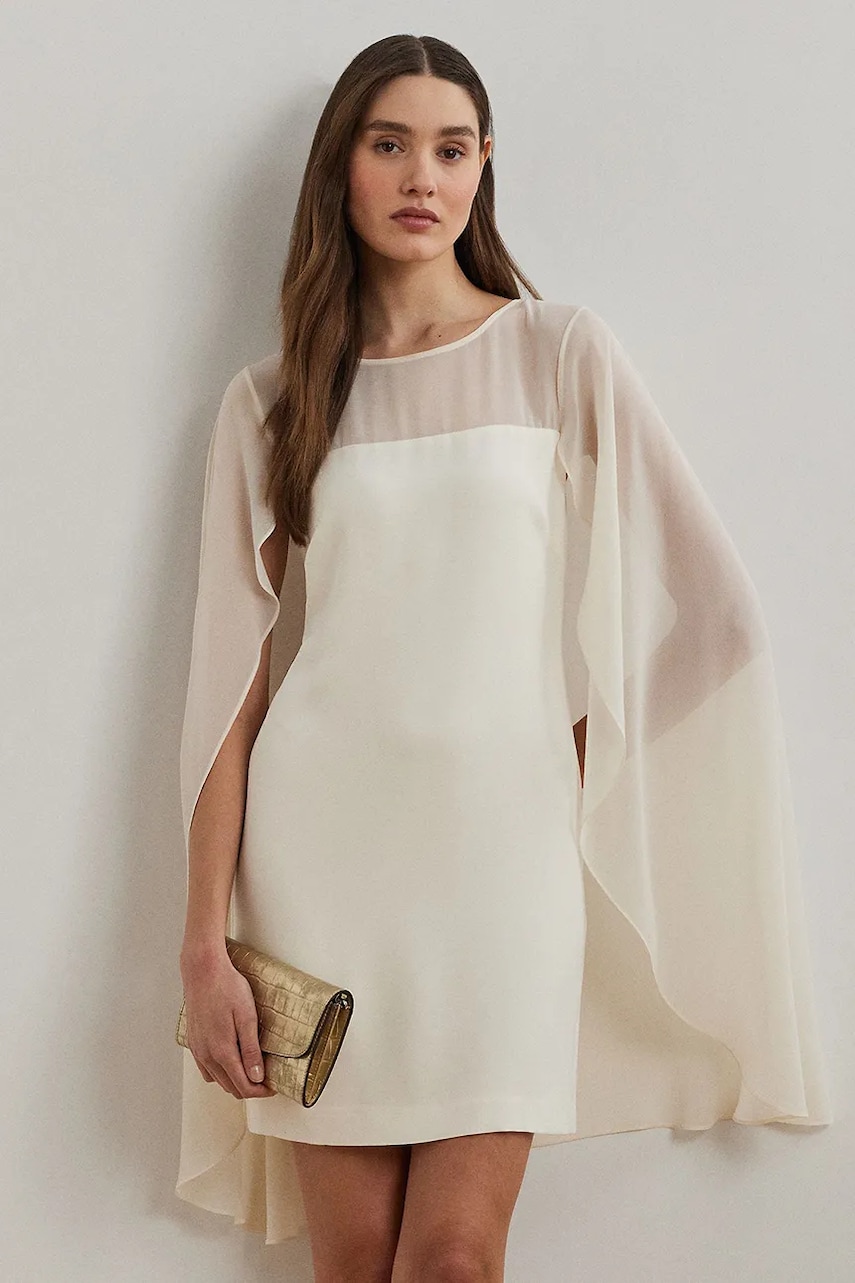 Сукня Lauren Ralph Lauren колір бежевий mini пряма 253963771