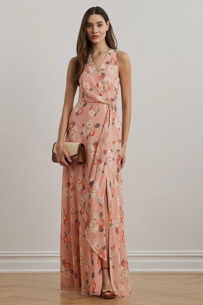Levně Šaty Lauren Ralph Lauren růžová barva, maxi, 253968885