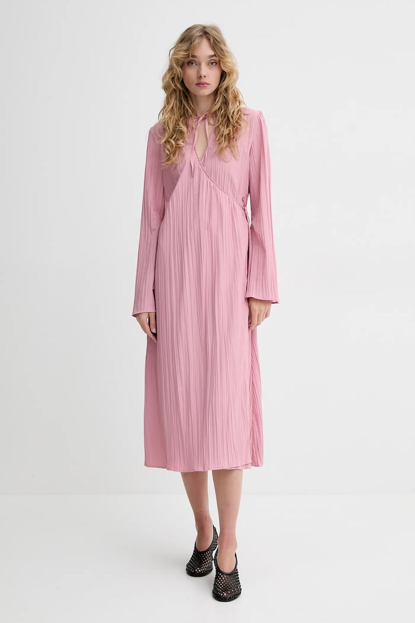 Stine Goya rochie culoarea roz, midi, evazati, SG-SS25-D111-2342 Stine Goya rochie culoarea roz, midi, evazati, SG-SS25-D111-2342
