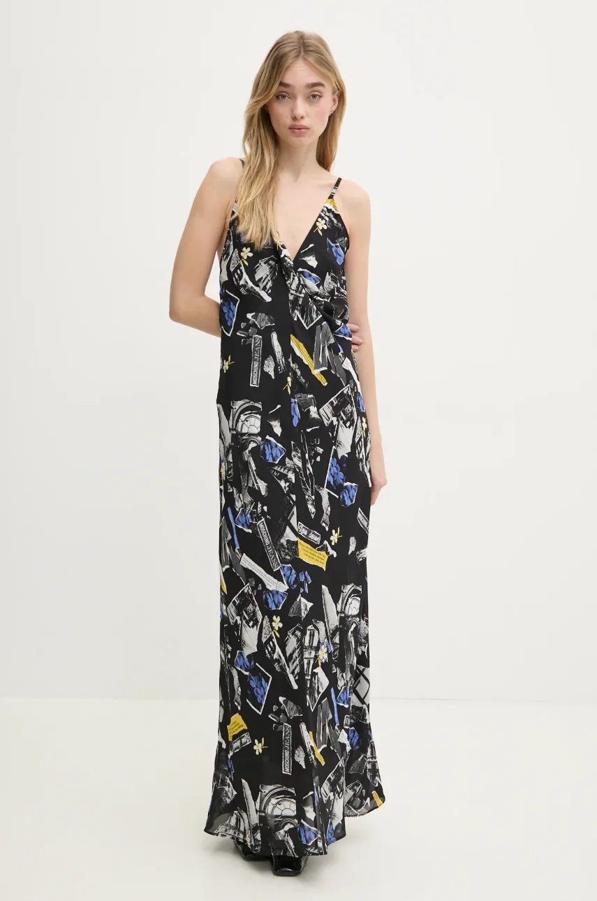 Moschino Jeans rochie culoarea negru, maxi, mulată, 0464 3243