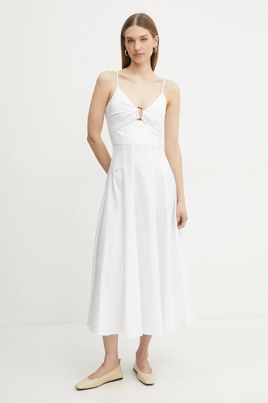 Simona Corsellini rochie din bumbac culoarea alb, midi, evazată, P25CPAB011