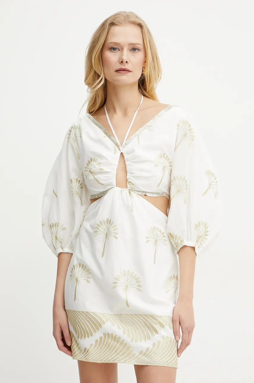 Simona Corsellini rochie culoarea alb, mini, evazată, P25CPAB025