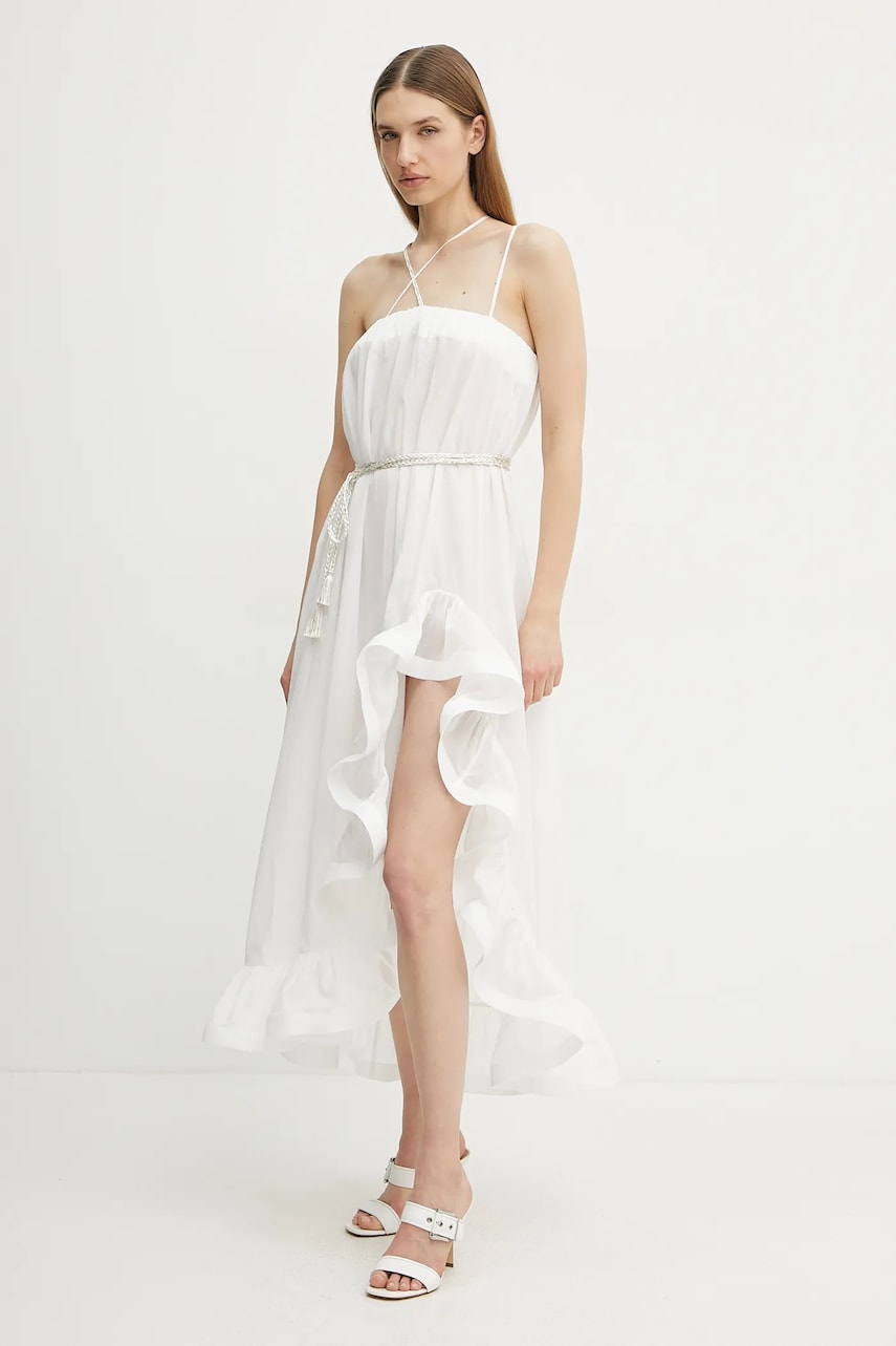 Simona Corsellini rochie din bumbac culoarea alb, midi, evazată, P25CPAB046