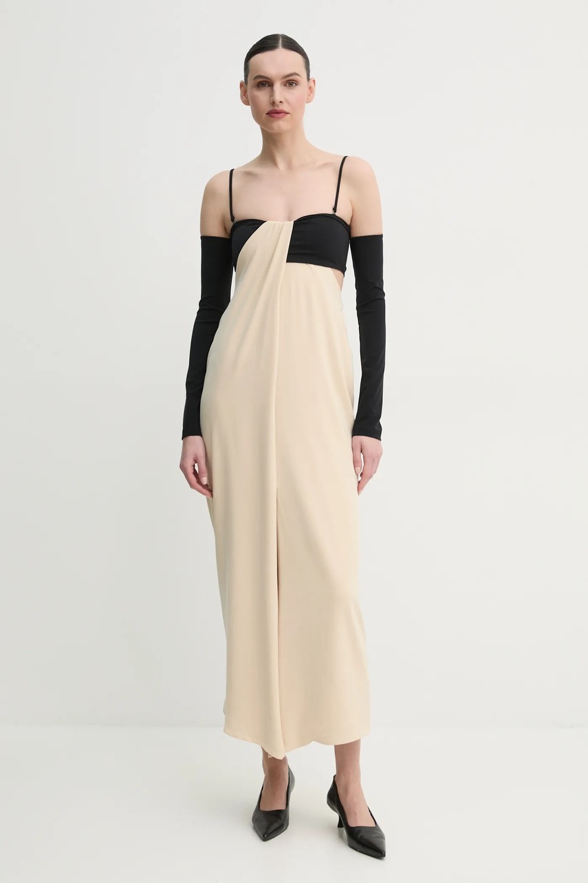 Nanushka rochie SELLY culoarea bej, maxi, mulată, NW25RSDR04511