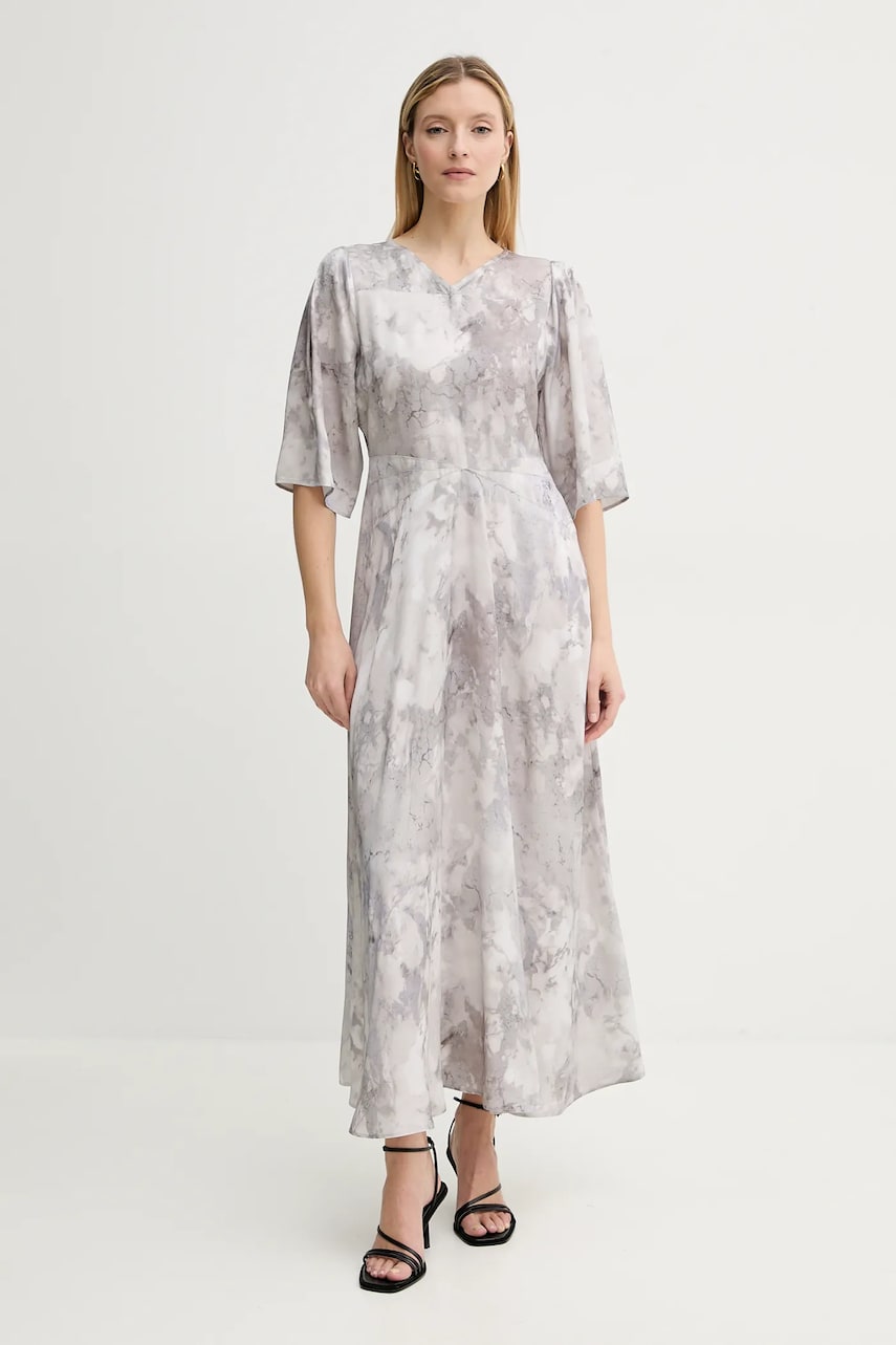 Gestuz rochie culoarea gri, maxi, dreaptă, 10909874