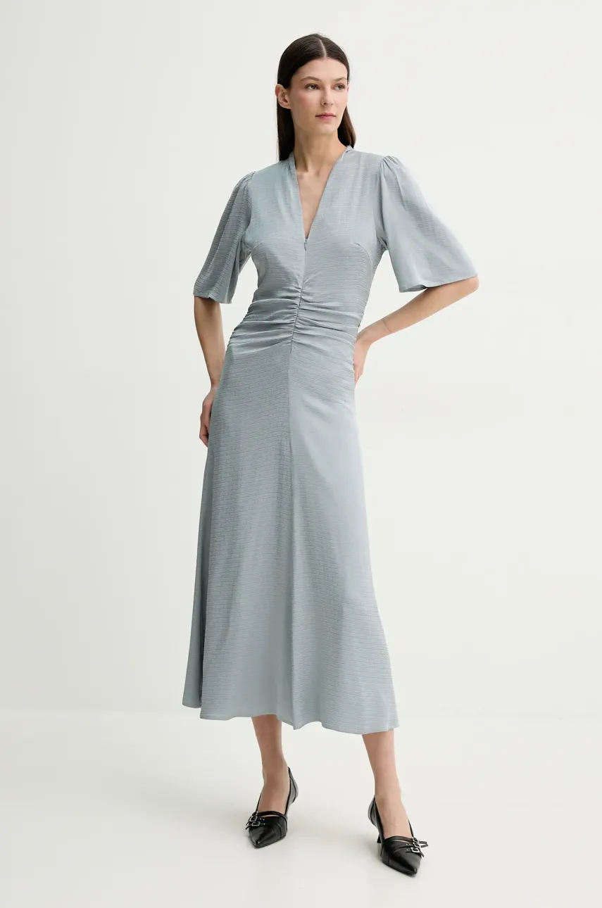 Gestuz rochie culoarea gri, midi, evazată, 10909893 Gestuz rochie culoarea gri, midi, evazată, 10909893