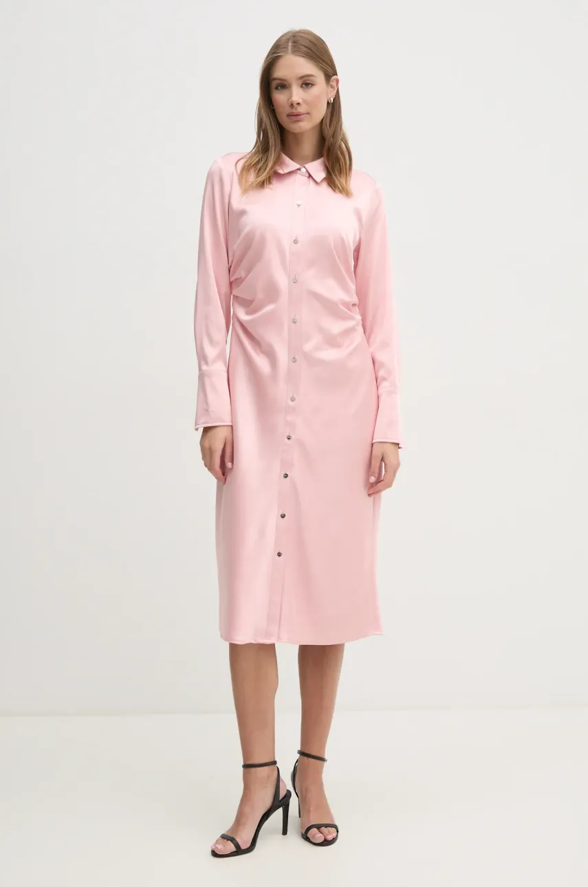 Dkny rochie culoarea roz, midi, mulată, DD4KTE31