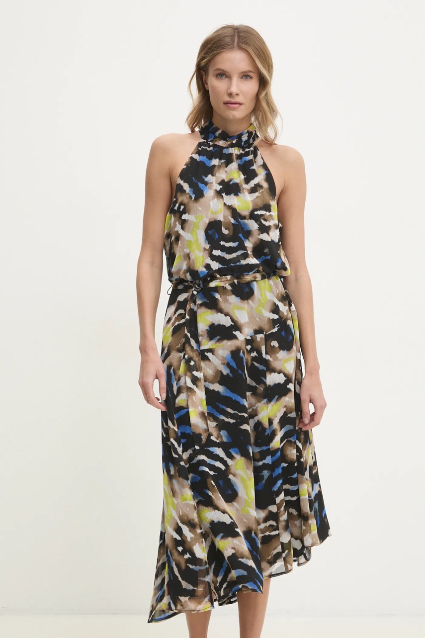 Dkny rochie culoarea negru, midi, evazată, P4KBGZ62