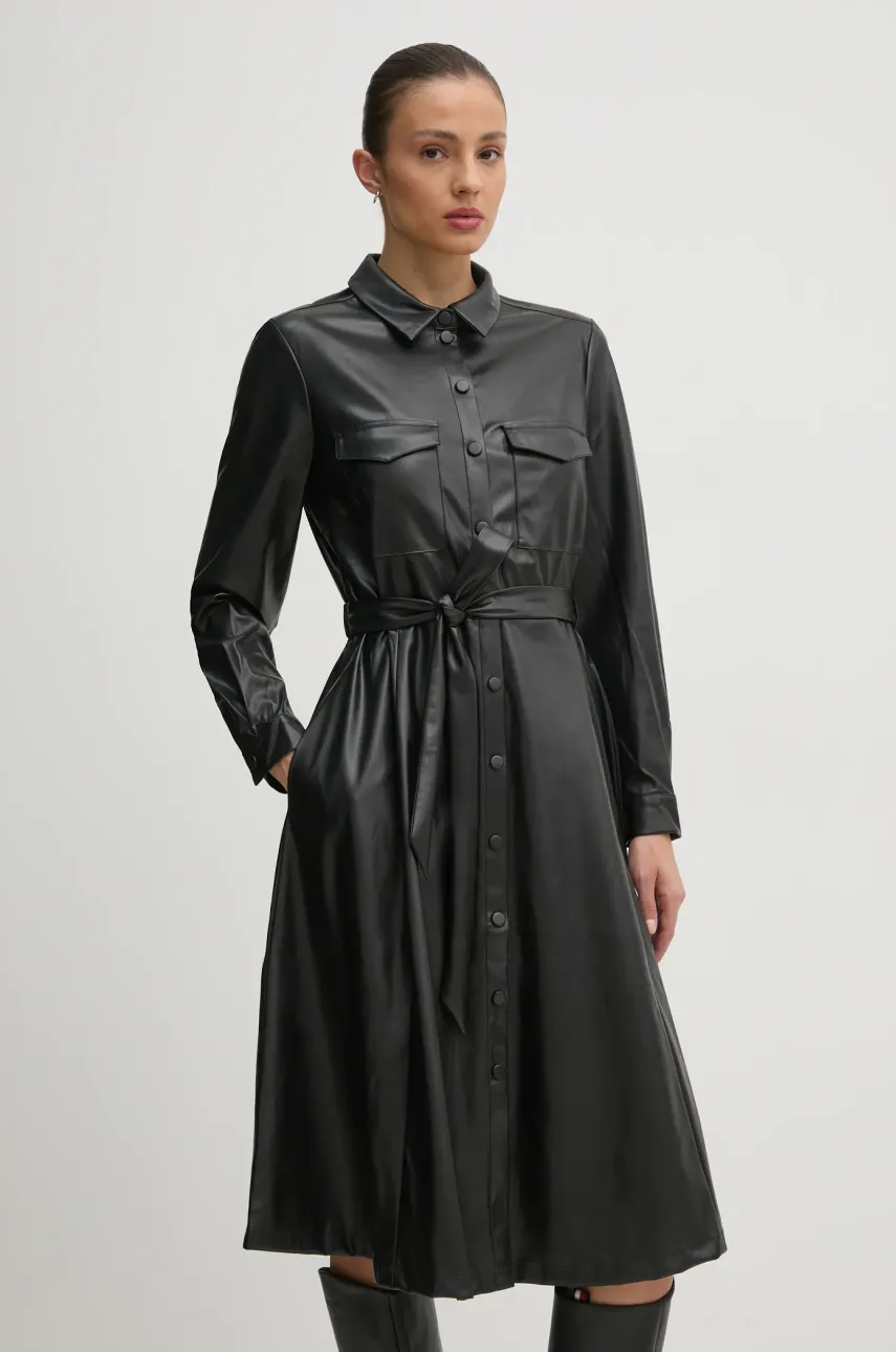 OUI rochie culoarea negru, mini, evazată, 90635