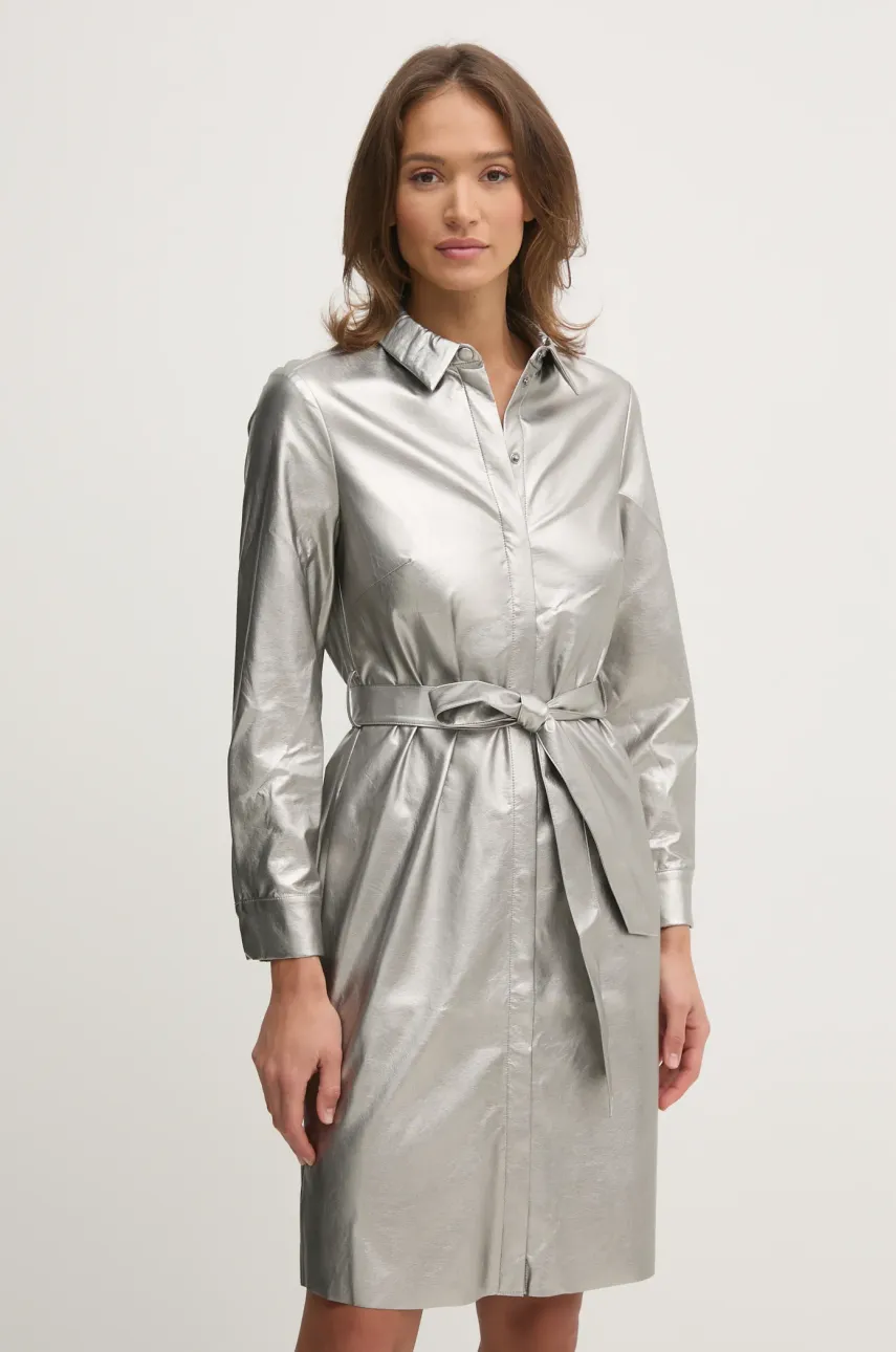 OUI rochie culoarea argintiu, mini, evazată, 90946