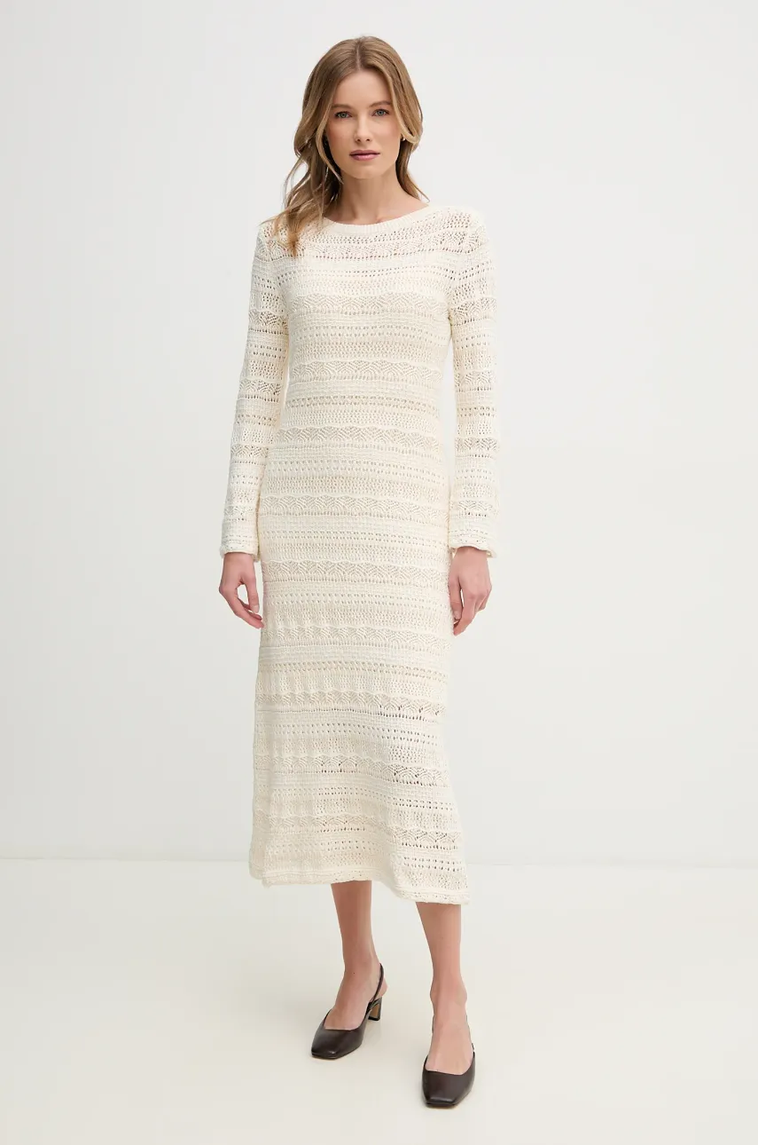 OUI rochie culoarea bej, midi, dreaptă, 92408