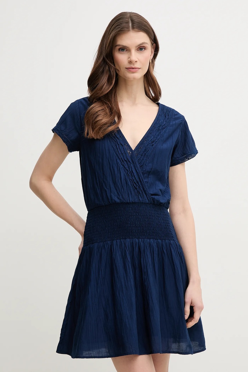 Pepe Jeans rochie DEA culoarea bleumarin, mini, evazată, PL953686