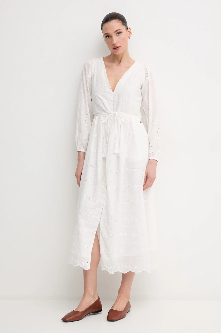 Бавовняна сукня Pepe Jeans DEEPTY колір бежевий midi розкльошена PL953693