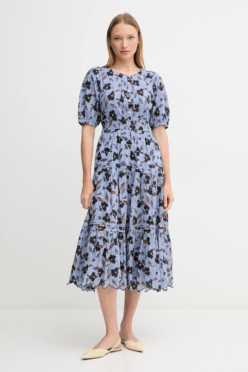Pepe Jeans rochie din bumbac EVA midi, evazati, PL953695 Pepe Jeans rochie din bumbac EVA midi, evazati, PL953695
