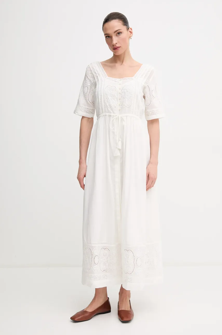 Pepe Jeans rochie ELEANOR culoarea bej, maxi, evazati, PL953700