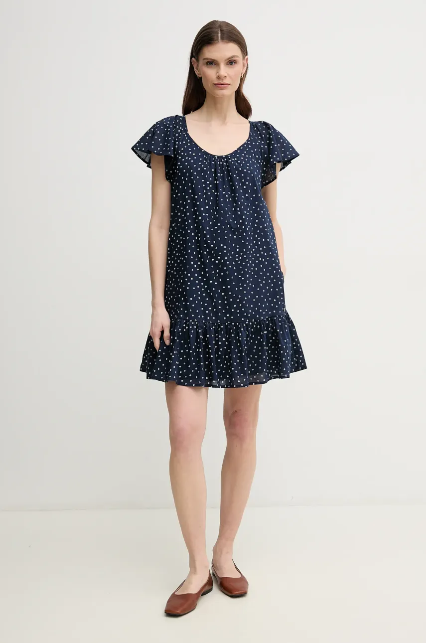 Хлопковое платье Pepe Jeans DAFNE цвет синий mini расклешённое PL953709 Хлопковое платье Pepe Jeans DAFNE цвет синий mini расклешённое PL953709