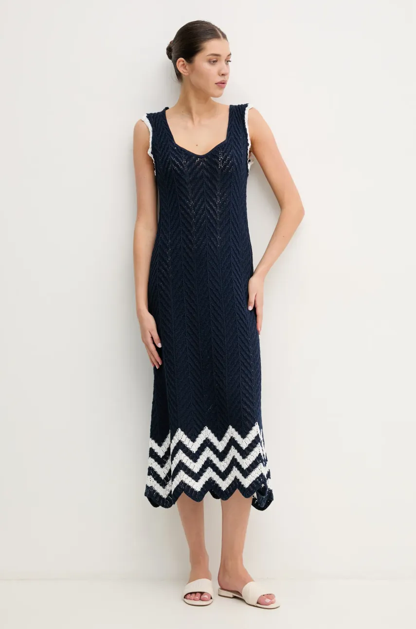 Платье Pepe Jeans OLLIE DRESS цвет синий maxi расклешённое PL953717 Платье Pepe Jeans OLLIE DRESS цвет синий maxi расклешённое PL953717