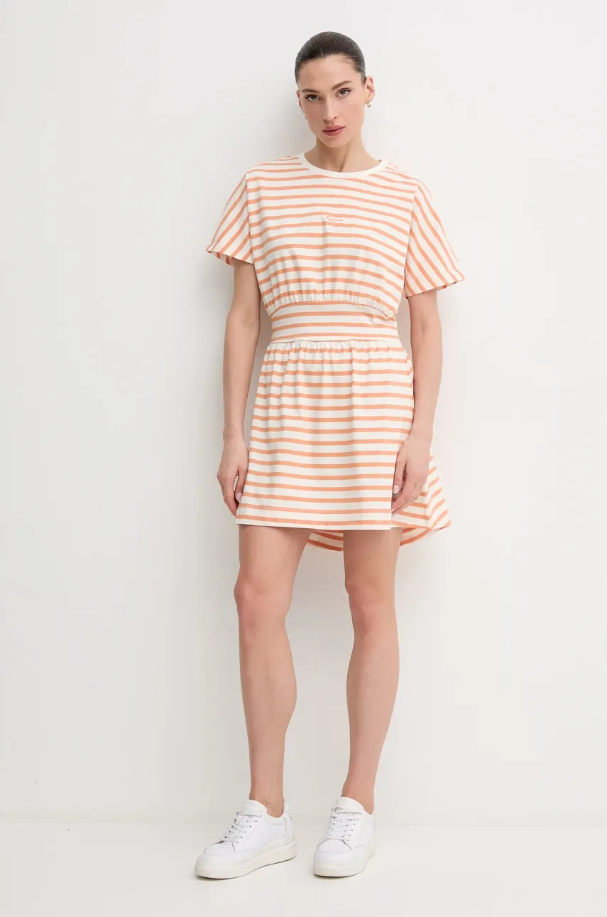 Хлопковое платье Pepe Jeans VANIA цвет оранжевый mini расклешённое PL953744 Хлопковое платье Pepe Jeans VANIA цвет оранжевый mini расклешённое PL953744